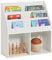 SoBuy Kids Bookshelf and Toy Storage Unit with 3 Tiers and 2 Storage Partitions Children's Bookcase for Nursery Toddler Room Baby Book Shelf Kids Book Storage White 73x30x80 cm KMB01-W
