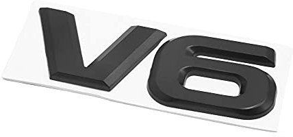 sourcing map Schwarz Metall V6-Muster Selbstklebender Abzeichen Emblem Aufkleber Dekoration für Auto