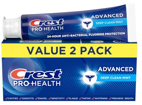 Crest Pro-Health Advanced Deep Clean Mint Toothpaste, 2 Count (Pack of 1)
