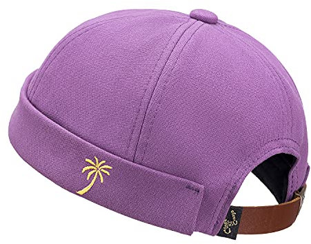 Clape Docker Leon Beanie Cap Rolled Cuff Retro Brimless Hat Strapback Skullcap Sailor Cap Unique Street Casual Cotton Brim-Less Cap, Retro-Purple, 21-23.6 inches / 54-60cm (Adjustable)