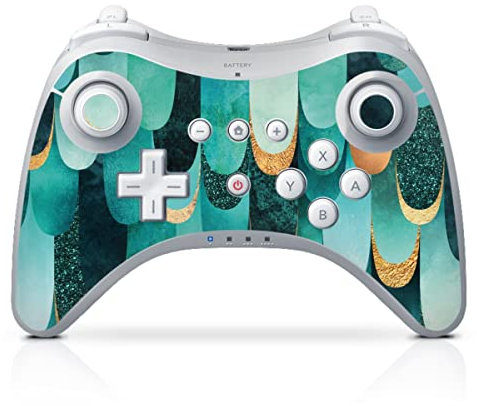 DeinDesign Skin kompatibel mit Nintendo Wii U Pro Controller Folie Sticker Feder türkis Elisabeth Fredriksson