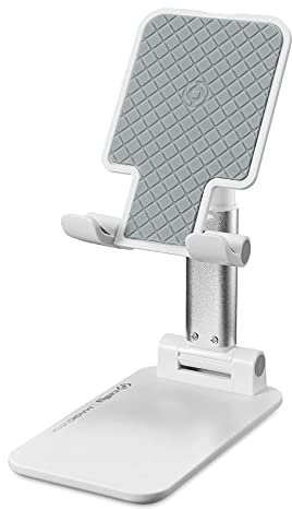Celly Support Mobile de Table, Support de Bureau Universel pour Smartphone et Tablette, Bras Extensible réglable et Pliable, Blanc.