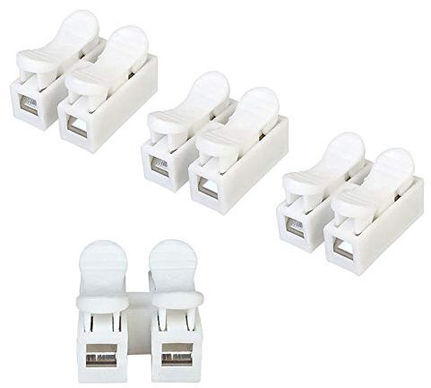 Aiqeer 68 Pezzi CH2 Connettore Molla Rapido, Morsetto a Molla Connettore, Morsettiera Molla Rapido, Collegamento per Cablaggio Elettrico e Alimentazione Illuminazione (Bianco)