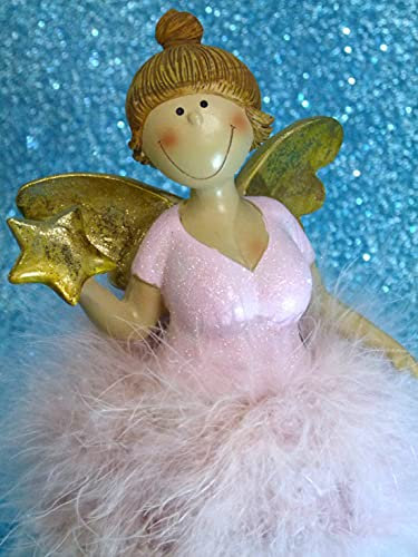 Pommerntraum ® | molliger Schutzengel Molly-Engel Glücksengel Weihnachtsengel Nana Engel üppige Dame Lady molliger Rubensengel (rosa - Gold)