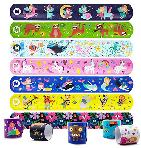 Magicat Premium 12er Schnapparmband Kinder Set I Klatscharmband I Jungen und Mädchen Mitgebsel und Mitbringsel Kindergeburtstag I Snap Armband Geschenke I Einhorn, Roboter, Prinzessin und andere