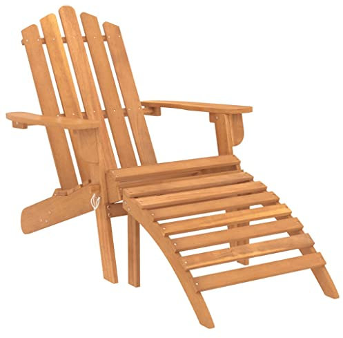 vidaXL Akazienholz Massiv Adirondack Gartenstuhl mit Fußstütze Liegestuhl Deckchair Gartenliege Sonnenliege Gartenmöbel Klappstuhl Holzstuhl