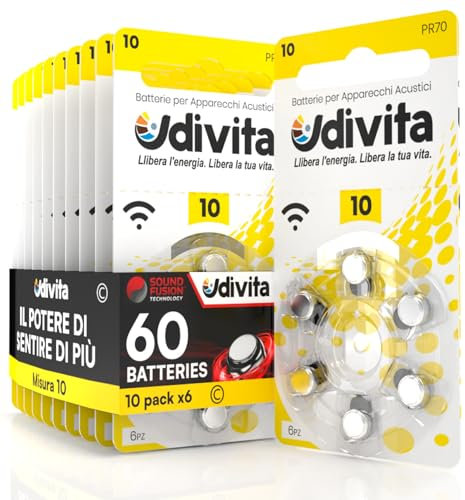 60 Hearing Aid Batteries Type 10 Udivita Battery