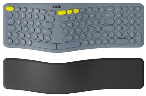 JTD Tastiera ergonomica wireless 2.4G tastiera del computer cablata Bluetooth con schermo OLED, poggiapolsi cuscino, comoda tastiera ergonomica Split per Mac/Windows