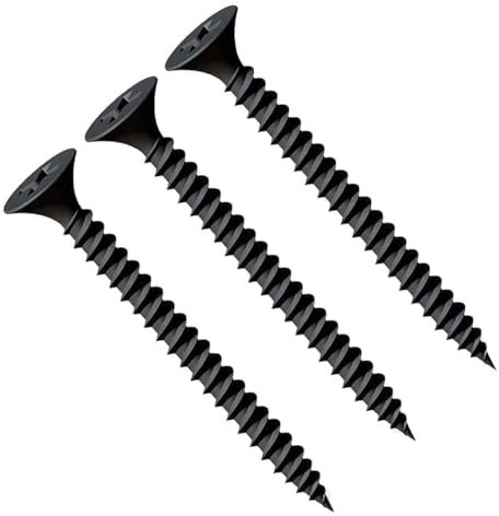 3.5X55mm Vis noires pour cloisons sèches, tête fraisée Phillips autotaraudeuse, filetage fin, pointe pointue, vis phosphatées pour plaque de plâtre sur profilé en acier (30 pcs.)