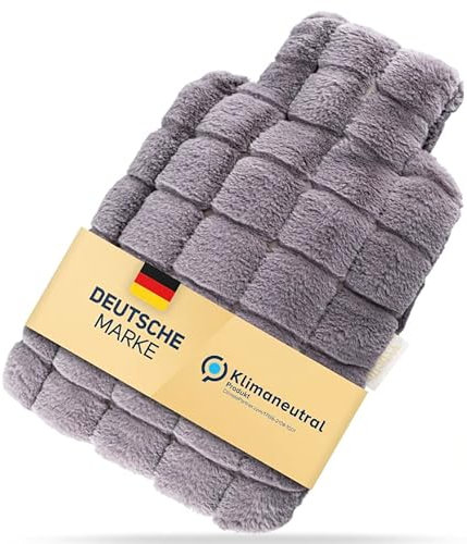 Vybelle Wärmflasche mit flauschigem Kuschelbezug [2 Liter] Auslaufsichere Wärmflasche Groß aus Naturkautschuk mit maschinenwaschbarem Bezug - Bettflasche Hot water Bottle …