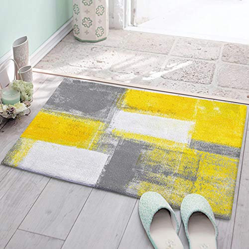 Fußabtreter Gelbes Und Graues Abstraktes Farben-Kunst-Gekritzel 40X60Cm Badvorleger Schmutz Widerstehen Eingangsteppich Dauerhaft Sauberlaufmatte Für Außenbereich Haustür Küche