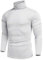 COOFANDY Mens Roll Neck & Turtle Neck Jumpers - Lightweight Polo Neck Sweaters, Slim Fit Knitted Pullover White XL