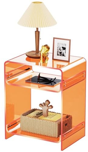 solaround Acryl Beistelltisch, Transparenter Beistelltisch, Nachttisch, 30 x 40 x 50 cm (Orange)