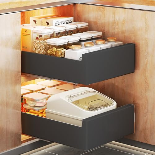 Sightday Teleskopschublade,Ausziehbarer Schrank Organizer,Küchenschrank Organizer Ausziehbar,Küchen Organizer Schublade für Küche,Wohnzimmer,Haus,Kein Bohren und Nageln Erforderlich(Schwarz,25cm)