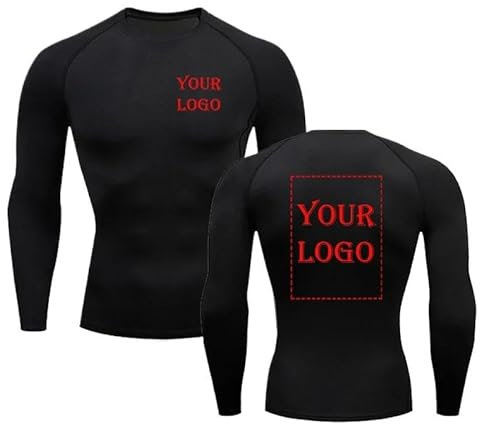 Custom Your Own Design Logo/Picture Compression Shirts Running Fitness Tight Sportswear Printed Gym Workout Sport Long Sleeve T-Shirt color1,L