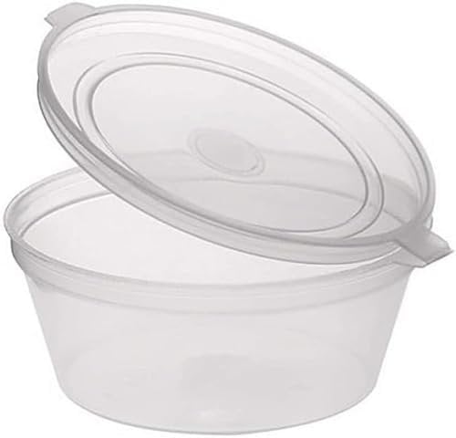 50 X Takeaway Containers With Lids Clear Round Plastic Food Containers,Leakproof Seasoning Box, Deli Pots For Dip Ketchup Chutney Microwave, Freezer And Dishwasher Safe In Size 2oz