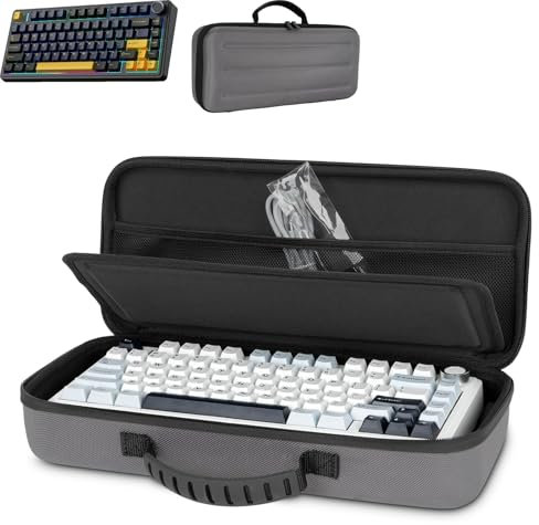 Growalleter Carrying Case for Aula F75 75% Wireless Mechanical Keyboard, EVA Hard Shell Protective Travel Bag Compatible with Aula F75, Easy to Carry, Detachable Inner Tray (Grey)