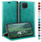 HUOUH for Samsung Galaxy A12 Wallet case with RFID Blocking PU Leather,Flip Folio Book covers,Credit Card Holder Shockproof Phone case Women Men for Samsung A12 case Blue Green