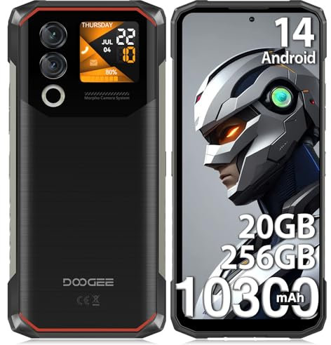 DOOGEE Blade10 MAX Rugged Smartphone with 1.54 Rear Screen, 10300mAh Battery, 20GB+256GB Android 14 Rugged Phone, 50MP AI Camera, 90Hz, 4G Dual SIM Free Unlocked Mobile Phones, 3 Card Slots/NFC/IP69K