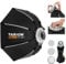 TARION Softbox Ottagonale Bowens Piephevole: 55cm Soft Box Sgancio Rapido con Griglia a Nido Portatile per Studio Fotografico Diffusori Flash a Slitta Illuminazione(55cm)