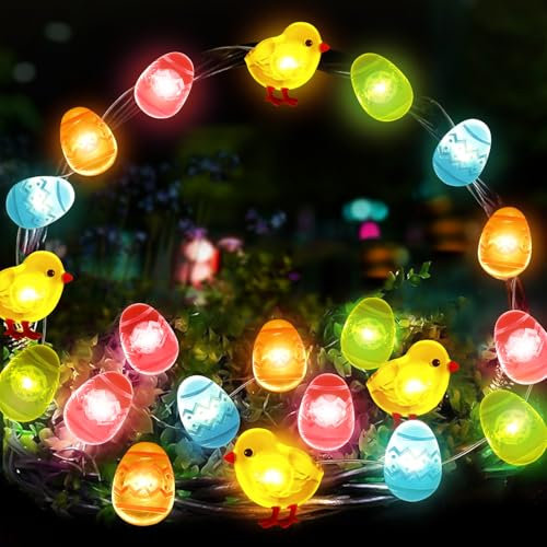 Ulikey Lichterkette Ostern Batterie, 2M 20 Led Ostern Deko Lichterkette, Osterküken Ostereier Lichterkette Außen Innen, Bunny Karotte Osterbeleuchtung für Hochzeit Geburtstag Osterfeier Deko (1)