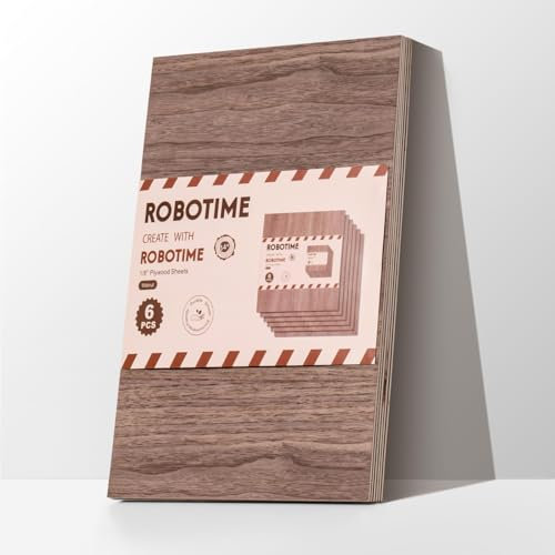 ROBOTIME Fogli di compensato di noce non finiti, 6 pezzi, 300 x 300 x 3 mm, tavola in legno bianco per artigianato, pittura fai da te, sottobicchieri, modellismo, decorazione della casa