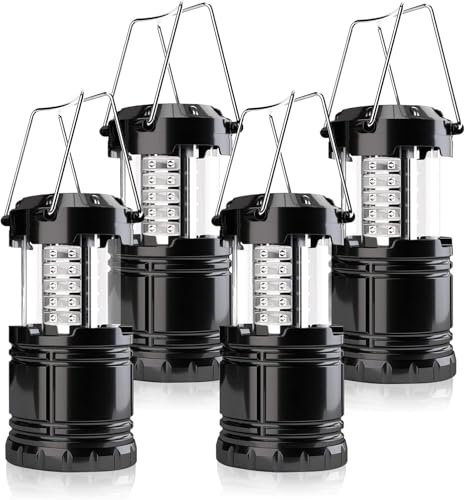 FRLONE Camping Lantern, 4 Pack Brightness Adjustable LED Camping Lights, Collapsible IPX4 Waterproof Survival Lanterns for Power Outages, Home Emergency, Camping, Hiking, Hurricane