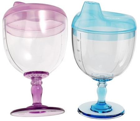 Vaguelly 2pièces Tasse Pour Garçon Fille Transparente De Lot De Gobelets Avec Couvercle Anti-fuites Pour Tout-petits à Yaourt Et Jus