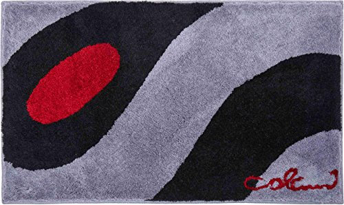 Grund COLANI Exklusiver Designer Badteppich 100% Polyacryl, ultra soft, rutschfest, ÖKO-TEX-zertifiziert, 5 Jahre Garantie, Colani 35, Badematte 80x140 cm, hellgrau-schwarz
