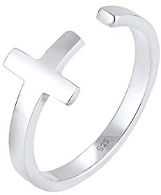 Elli Ring Damen Kreuz Glaube Geo Größenverstellbar in 925 Sterling Silber