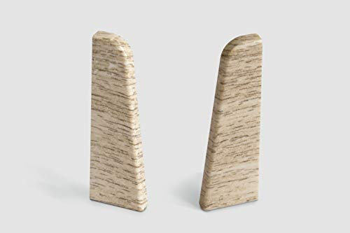 EGGER Endstück Sockelleiste Eiche mittelbraun für einfache Montage von 60mm Laminat Fußleisten | Inhalt 2 Stück | Kunststoff robust | Holz Optik hell braun