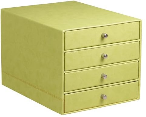 Rhodia 318866C Schubladenbox (mit 4 Schubladen, Griffe aus Metall, Kunstleder, elegant und praktisch, ideal für Ihr Büro oder Ihr zu Hause) 1 Stück, anisgrün