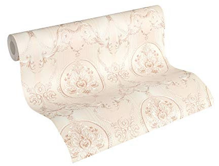 A.S. Création Vliestapete Hermitage 10 Tapete klassisch neo-barock 10,05 m x 0,53 m creme metallic rosa Made in Germany 330835 33083-5