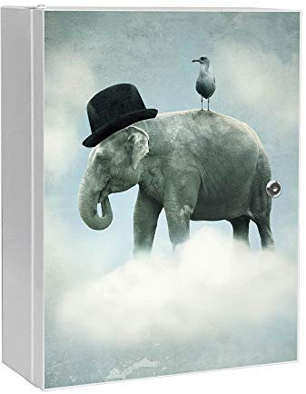 banjado® XXL Medizinschrank abschliessbar mit Motiv Elefant und Möwe 35x46x15cm - großer Arzneischrank/Medikamentenschrank aus Metall zur Medikamenten Aufbewahrung - Apothekerschrank3 Schlüssel