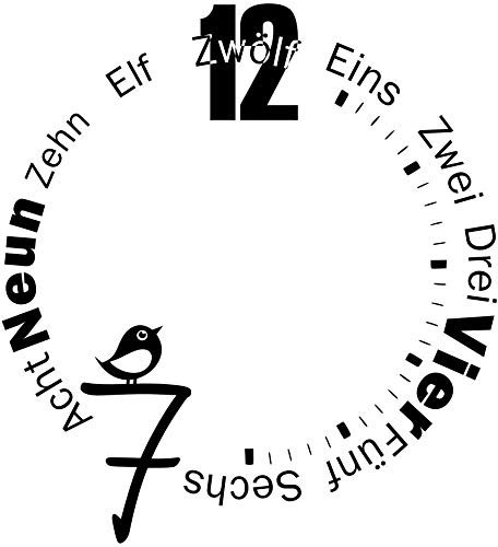 timalo® XXL Wanduhr Wohnzimmer Wandtattoo 'Modern und schlicht' mit Uhrwerk – Uhr zum Aufkleben | 76055 (58 x 63 cm (OHNE Uhrwerk), schwarz)