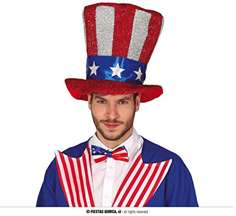 FIESTAS GUIRCA Pokalhut mit amerikanischer Flagge von Onkel Sam - Einheitsgröße - Unisex-Erwachsene - Rot, Weiß, Blau