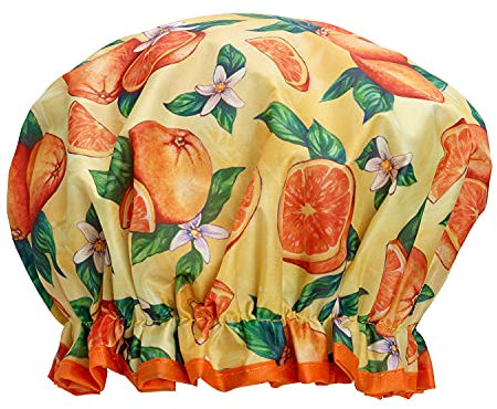 Bodylife Shower Cap Reusable Bath Cap Double Layered Waterproof Yellow Tutti Frutti 27cm