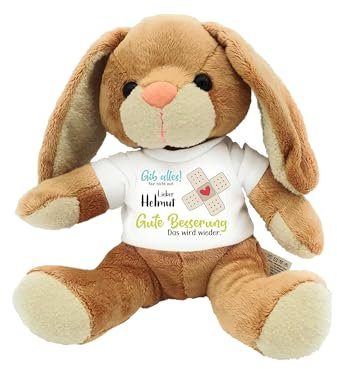 Kilala Kuscheltier Hase klein, Gute Besserung Plüschtier, mit Wunschname personalisierbar, Pflaster mit Herz, Geschenk für Erkrankte Freunde Familie
