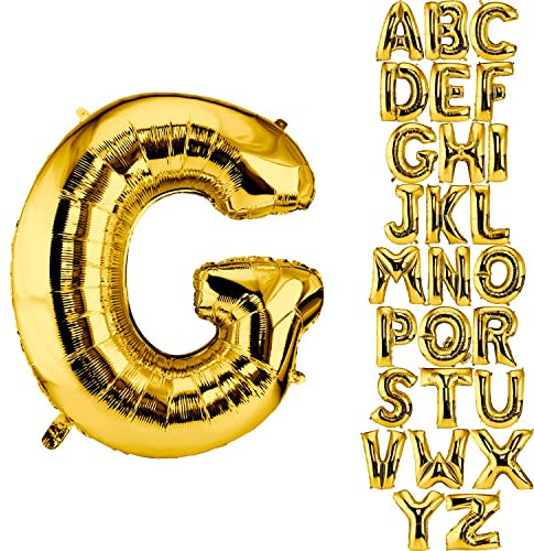 DekoRex Folienballon Gold 40cm Luftballon Geburtstag Hochzeit Deko (Buchstabe G)