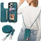 ZTOFERA Crossbody Lanyard Case for iPhone 14 Pro Max, Matte PU Leather + Soft TPU Flip Wallet Magnetic Back Case with Card Holder Adjustable Shoulder Strap Neck Cord Protective Back Cover, Green