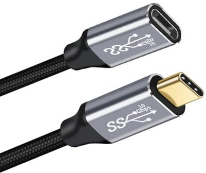 cablecc Cable de datos USB-C USB 3.1 tipo C macho a hembra de 10 Gbps 100 W con funda para teléfono portátil de 50 cm