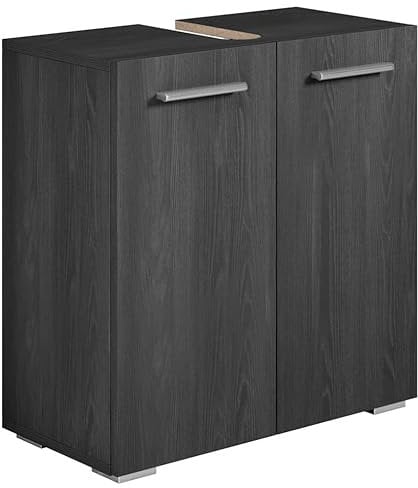 Badezimmer Badmöbel Jupiter Schwarz Holz - Unterschrank Badmöbelset Badschrank Schrank Waschbeckenunterschrank