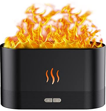 Flame Essential Oil Diffusers,180ml Flame Humidifier Aroma Diffuser with Flame Night Light, Aromatherapy Colorful Diffuser Fire for Home Office Bedroom with Auto-Off Protection