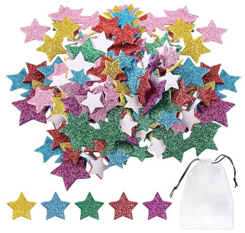 180 Stück Glitzer-Aufkleber, Stern-Aufkleber, glitzernde fünfzackige Stern-Aufkleber, Kinder-Aufkleber-Set, Party-Dekoration (20 g)