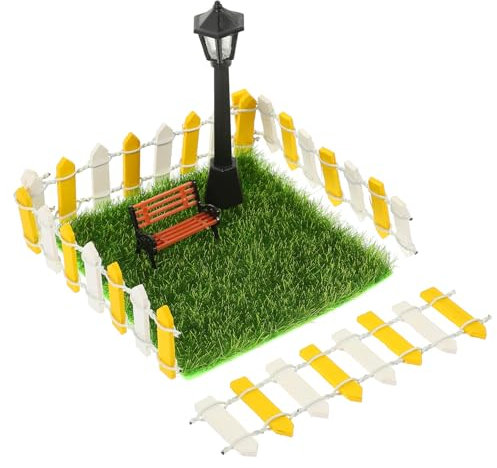 Vaguelly 2 Ensembles Mini Pelouse Réverbère Miniature Jouet Mini Cour Scène Ornement Miniature Pelouse Ornement Mini Maison Décor Petite Scène Parure Mini Banc Décoratif Mini Artisanat