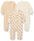 Amazon Essentials Unisex Baby Fußloser Schlafanzug mit Reißverschluss aus Baumwolle, 3er-Pack, Haferbeige Meliert/Streifen/Tiger, 0-3 Monate