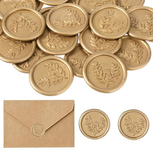 25 Stück Vintage Gold Wachssiegel Selbstklebend Siegelwachs Antike Golden Wachsdruck Aufkleber Wax Seal Siegelaufkleber Eukalyptus Umschlagwachssiegel Für Hochzeitseinladung Geschenkverpackungen