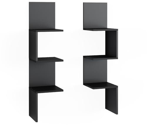Vicco Eckregal Paolo, Bücherregal, Schwarz, 28 x 116.4 cm 2er Set