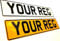 Metal Pressed Number Plates REFLECTIVE x2 Aluminium Embossed Plates car shows Germany White & Yellow Automative/Plates
