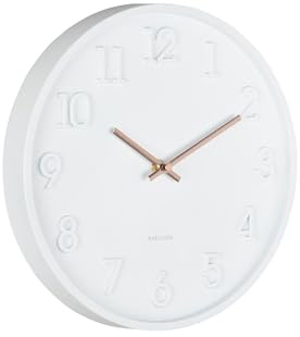 Karlsson Wall Clock Calma – 30cm Scandinavian Wall Clock with Silent Sweep Movement and Debossed Numbers (White)